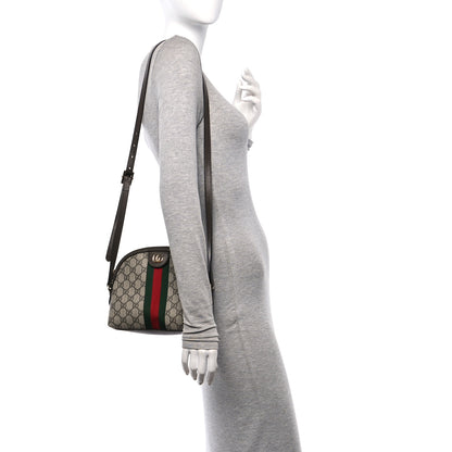 Gucci GG Supreme Monogram Textured Dollar Calfskin Web Small Ophidia Dome Shoulder Bag Beige Ebony New Acero 2 of 11