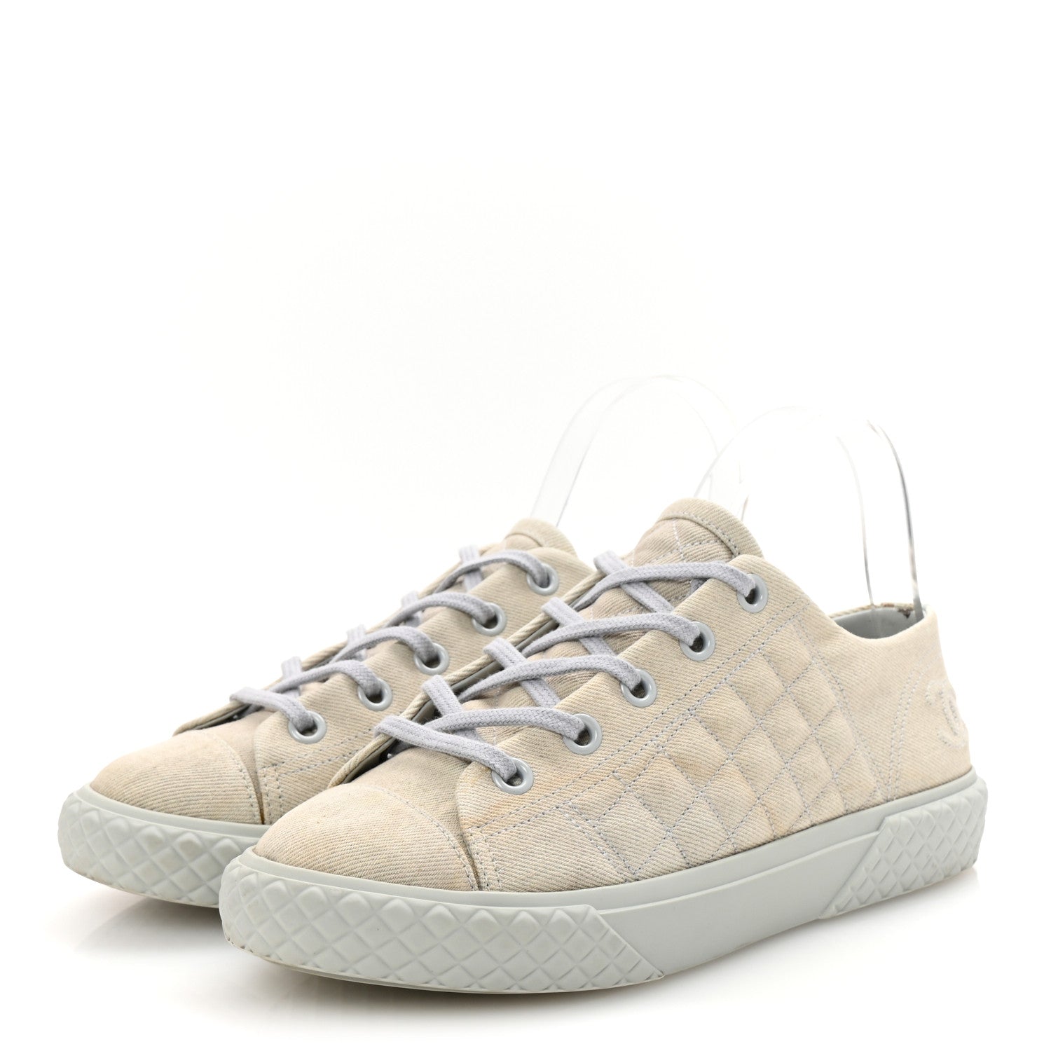 Chanel Denim Quilted Sneakers 39.5 Light Blue 4 of 10
