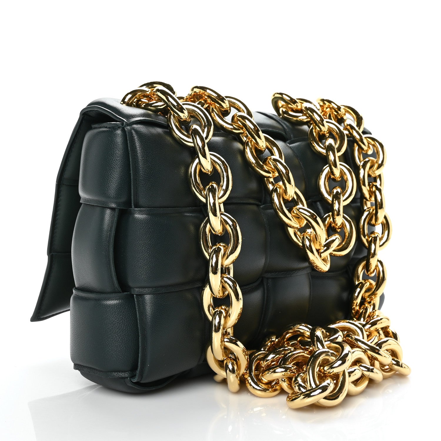 Bottega Veneta Lambskin Maxi Intreccio Padded Chain Cassette Crossbody Bag Raintree 3 of 9