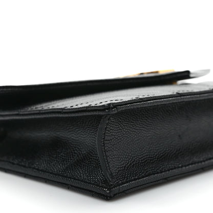 Saint Laurent Grain De Poudre Matelasse Chevron Monogram Envelope Chain Wallet Black 8 of 11