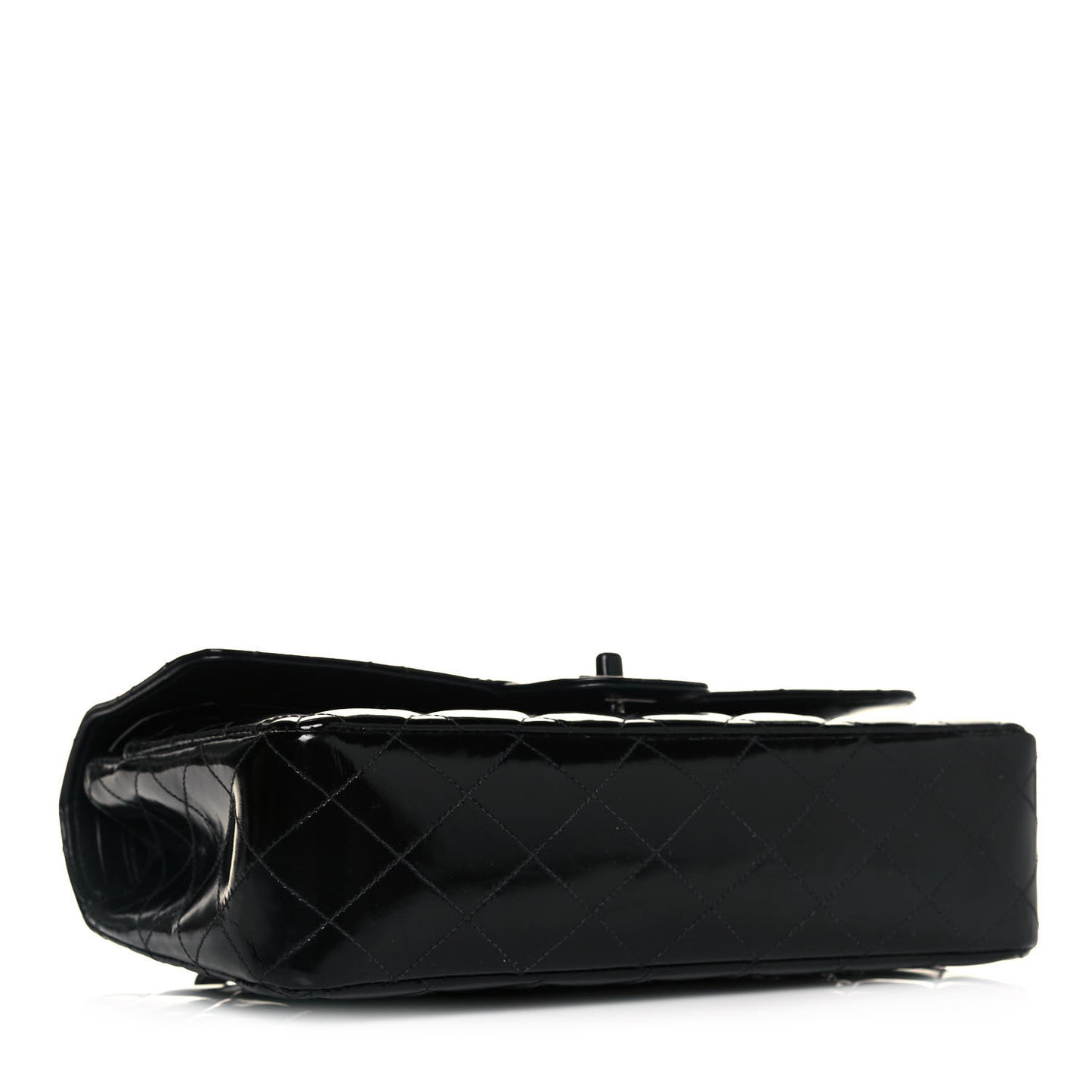 Patent Quilted Medium Double Flap So Black