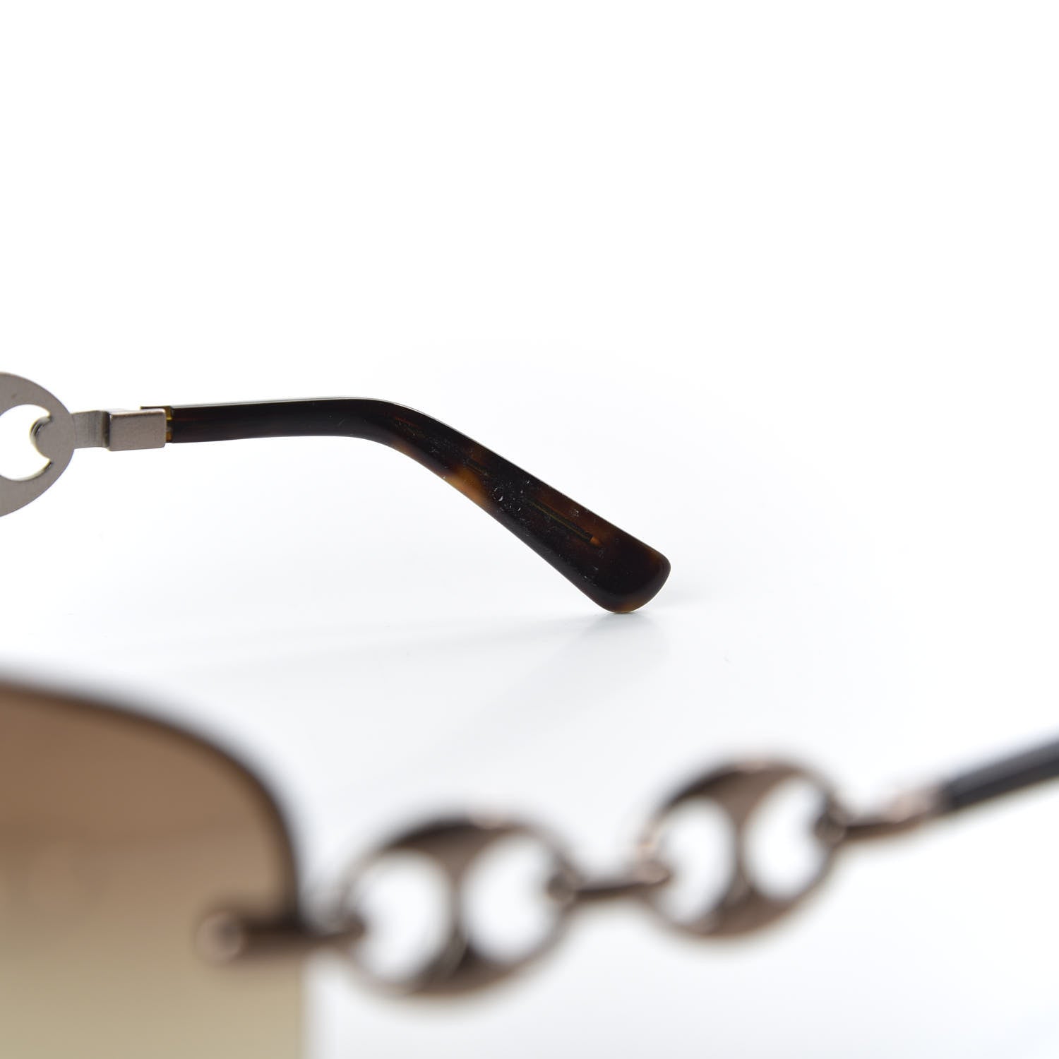 Gucci Metal Semi Rimless Marina Chain Sunglasses Havana 5 of 7