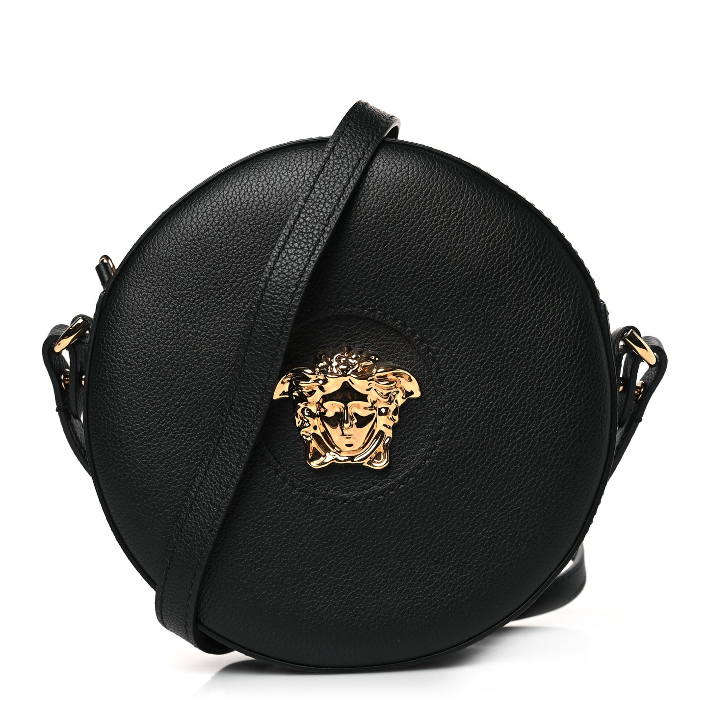 Calfskin La Medusa Round Camera Bag Black