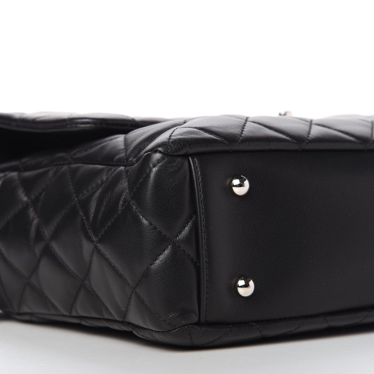Lambskin Quilted Bowler Flap Shoulder Bag Black