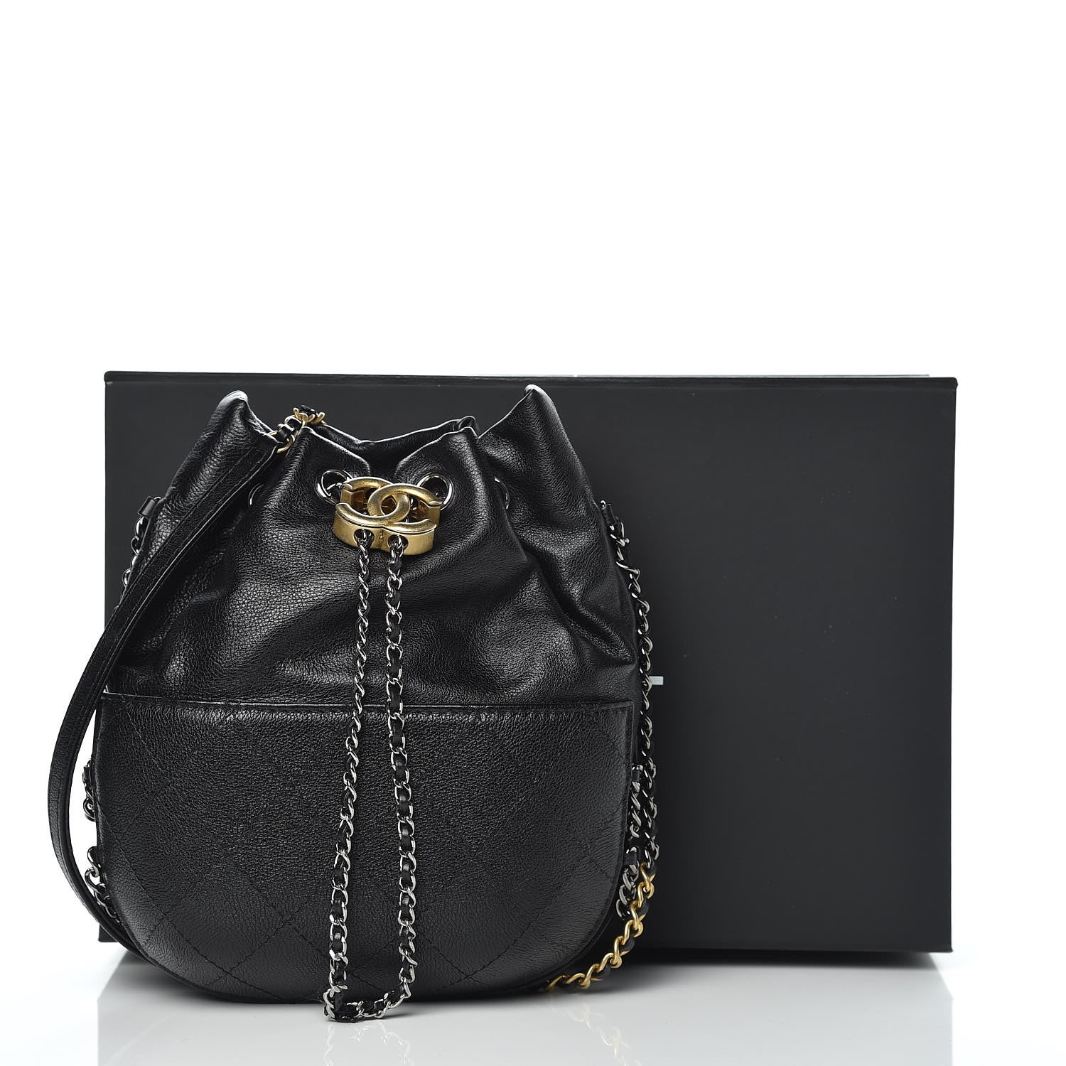 Chanel Calfskin Quilted Small Gabrielle Bucket Black 10 of 10