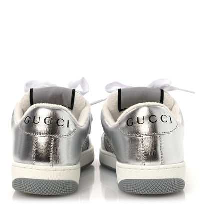 Gucci Metallic Nappa Silk Crystals Womens Screener Sneakers 35 Silver Light Grey 6 of 11