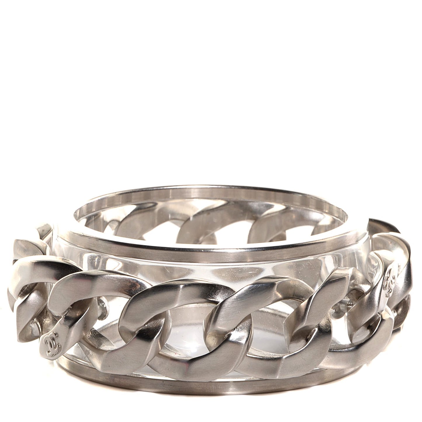 Lucite CC Chain Bangle Silver