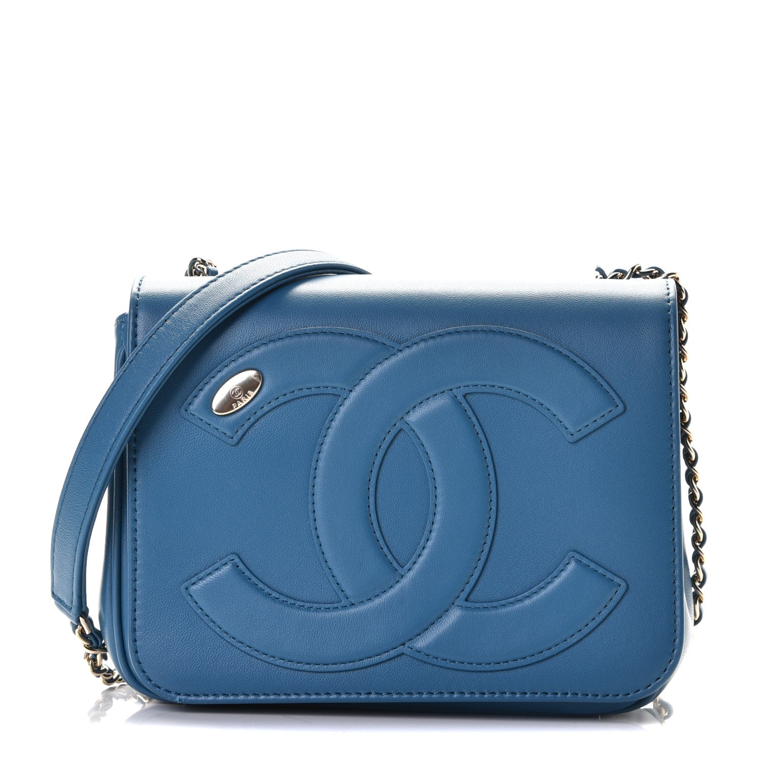 Chanel Lambskin CC Mania Flap Bag Turquoise 1 of 5