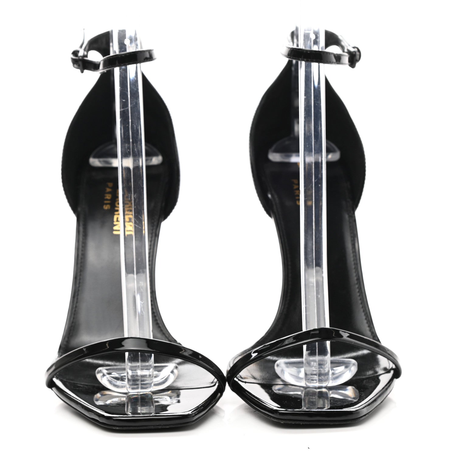 Saint Laurent Patent Calfskin Opyum Sandals 38 Black 2 of 7