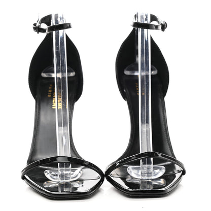 Saint Laurent Patent Calfskin Opyum Sandals 38 Black 2 of 7
