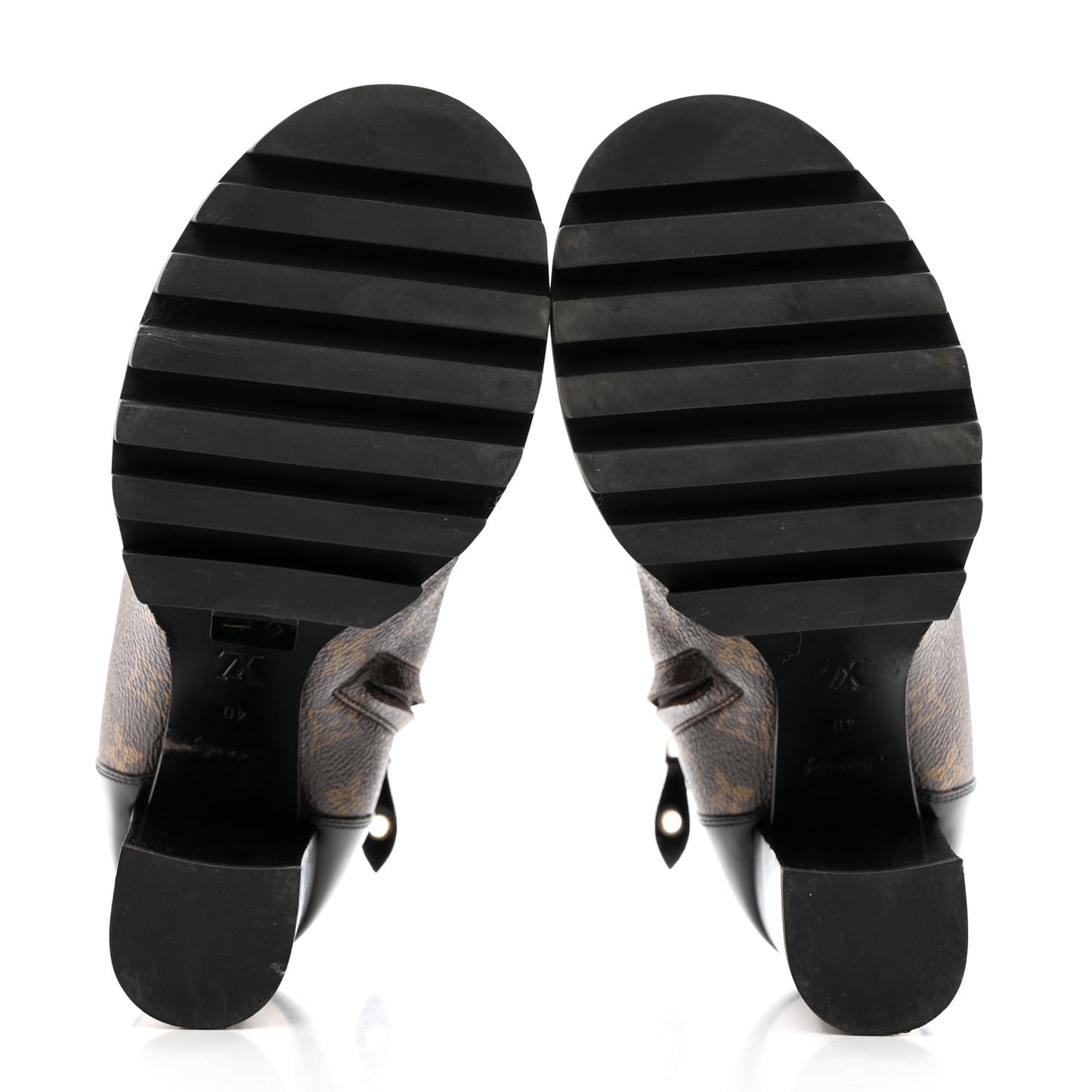 Patent Calfskin Monogram Star Trail Ankle Boots 40 Black