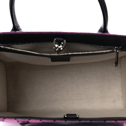 Gucci Monogram Multicolor Textured Dollar Calfskin Small Retro Interlocking G Tote Bag Pink Blue 4 of 10
