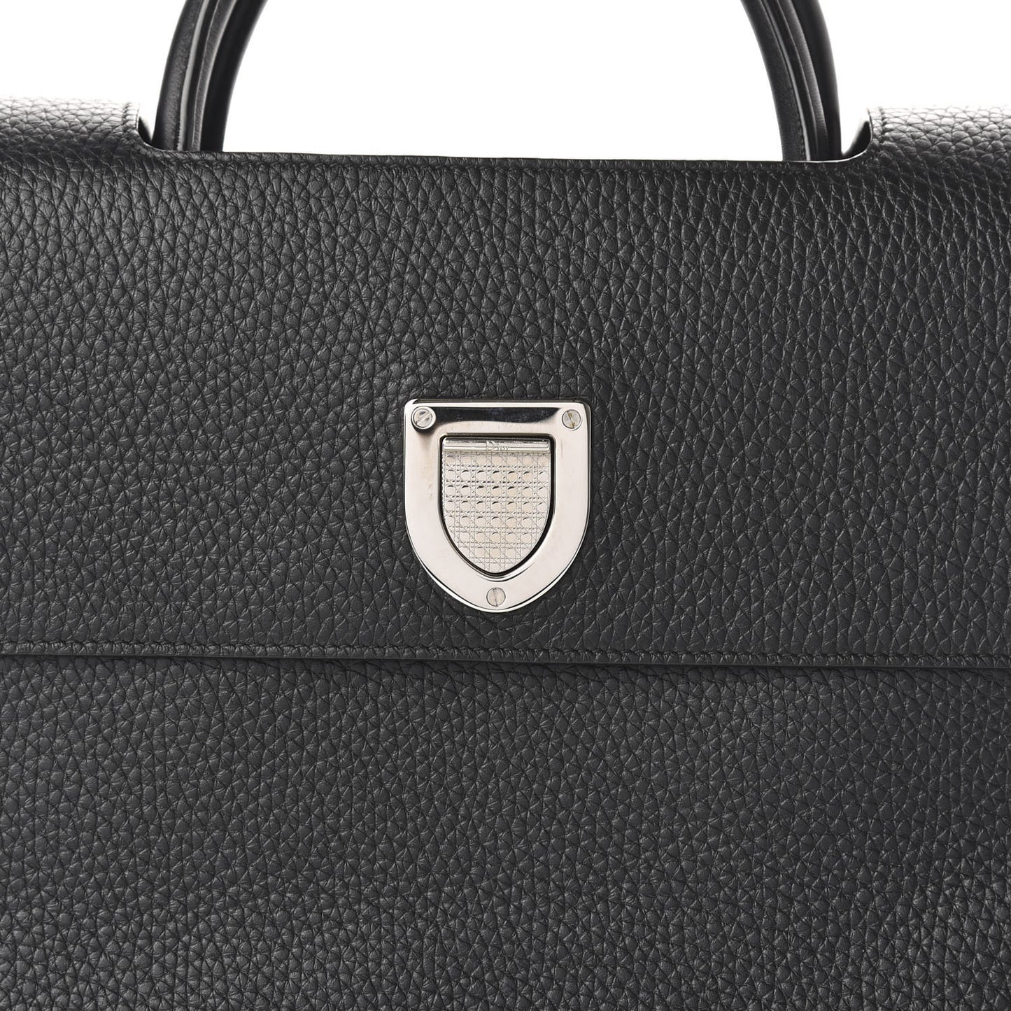 Grained Calfskin Large Diorever Flap Black