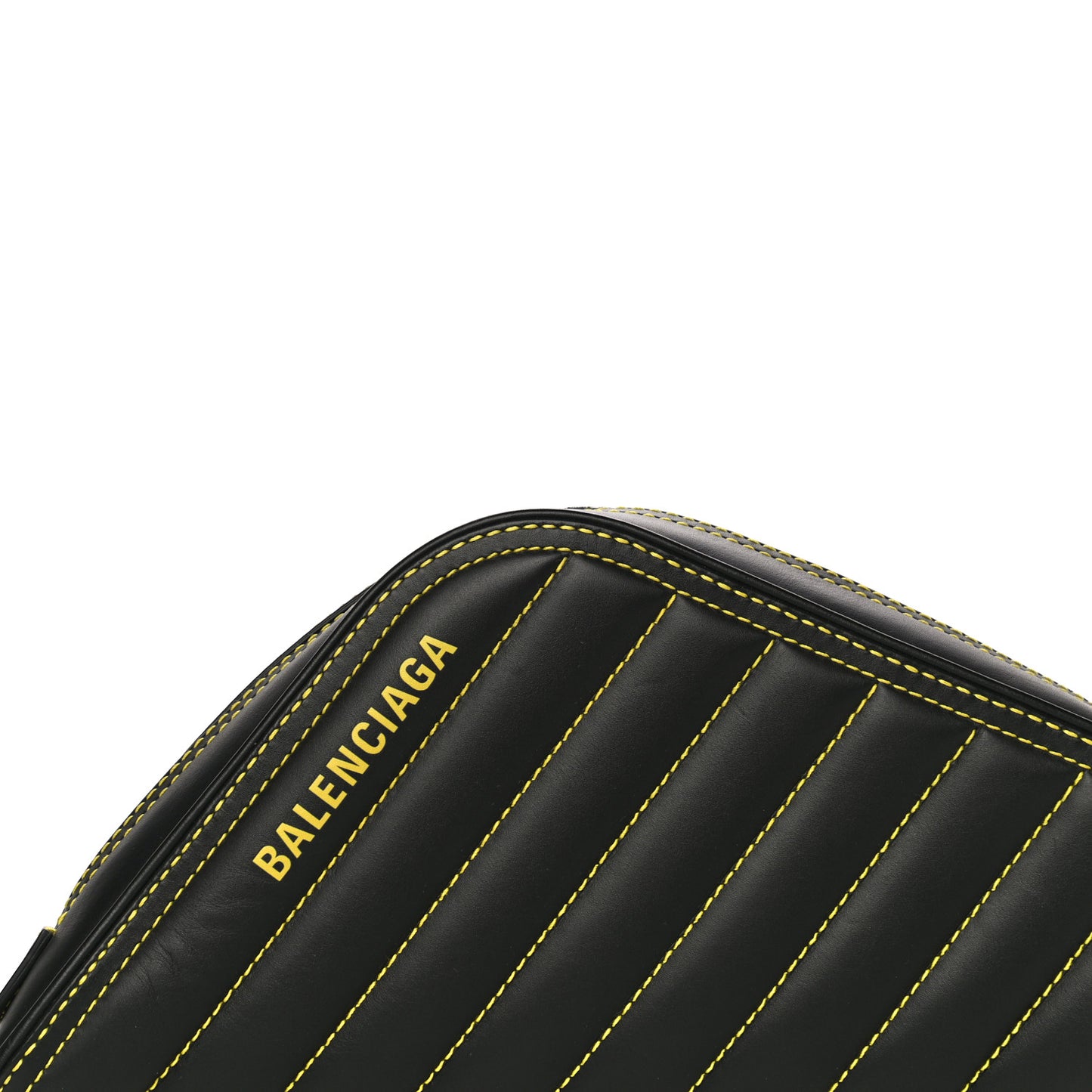 Calfskin Quilted Car Clutch S Black and Yellow