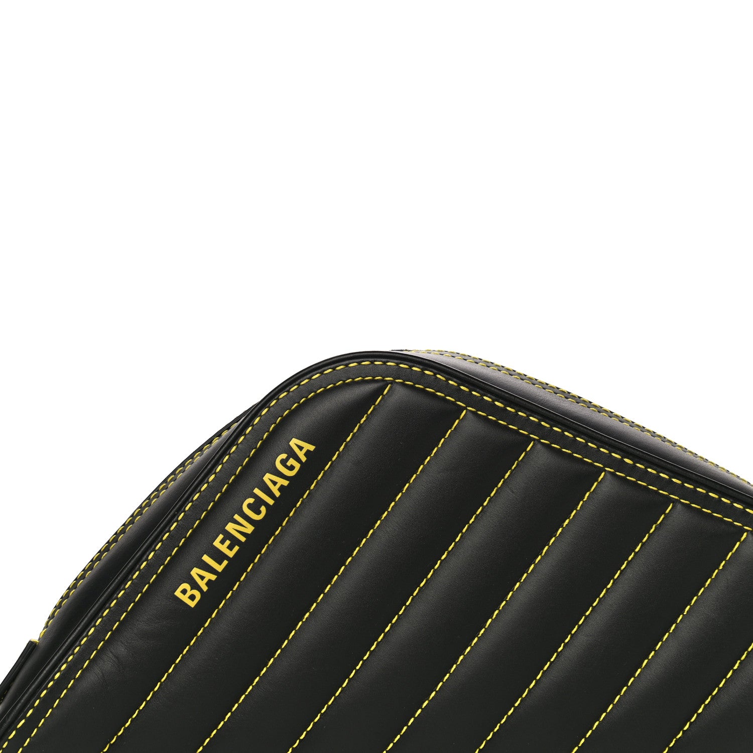 Balenciaga Calfskin Quilted Car Clutch S Black and Yellow 7 of 9