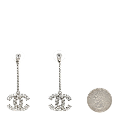 Chanel Baguette Crystal CC Drop Earrings Silver 2 of 4