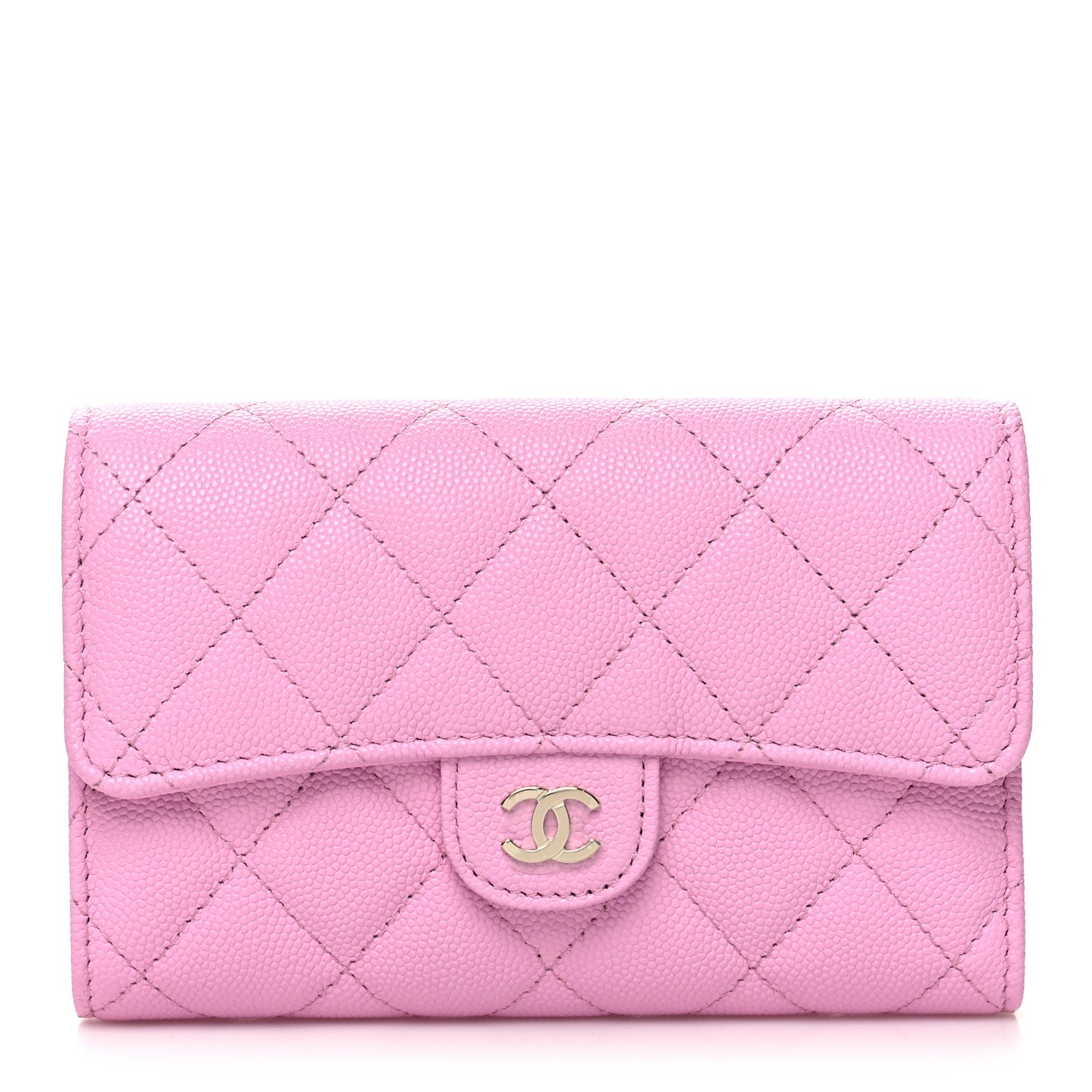 Caviar Quilted Medium Flap Wallet Pink