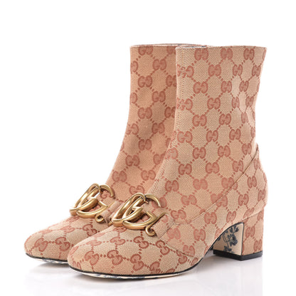 Gucci Monogram Malaga Kid GG Victoire 55mm Ankle Boots 36 Beige Ruggine Rust 6 of 16