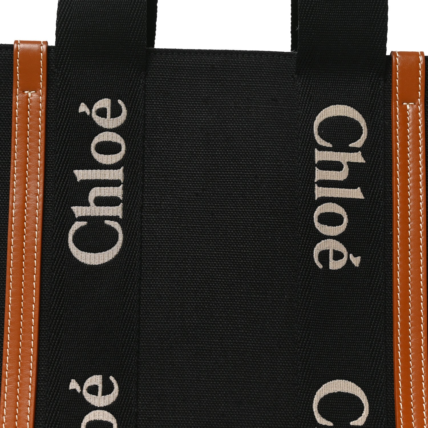 Chloe Cotton Calfskin Medium Woody Ribbon Tote Black 8 of 10