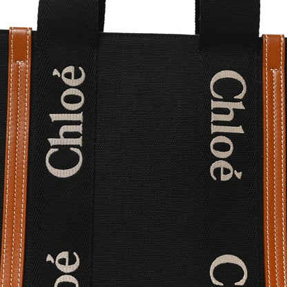 Chloe Cotton Calfskin Medium Woody Ribbon Tote Black 8 of 10