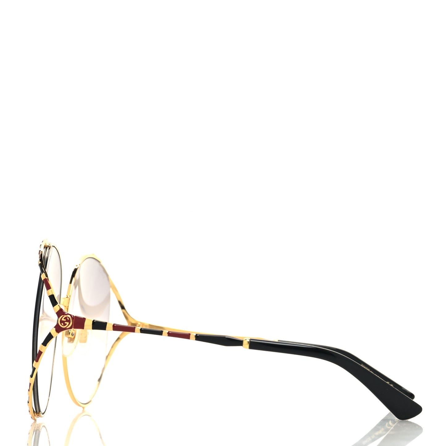 Metal Round Frame GG0595S Sunglasses Gold Black Red