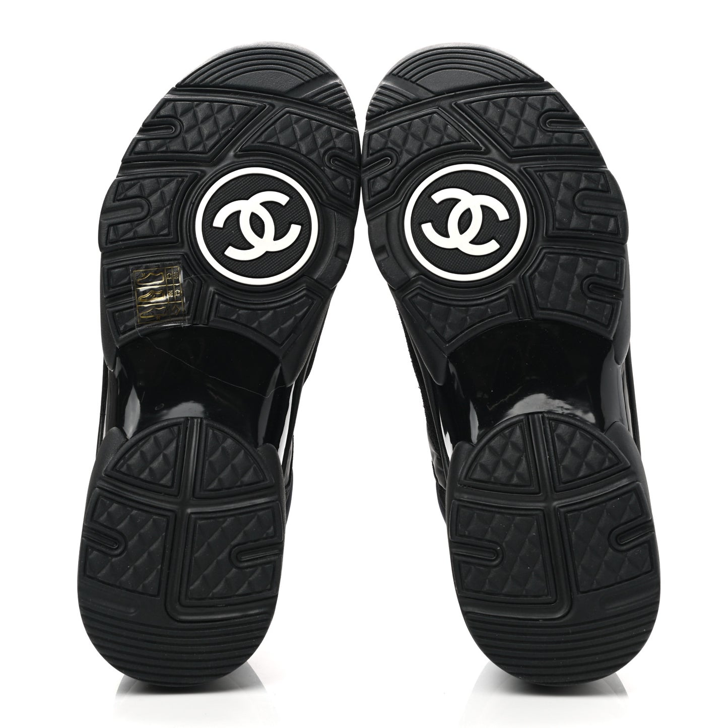Fabric Calfskin Suede CC Sneakers 38 Black