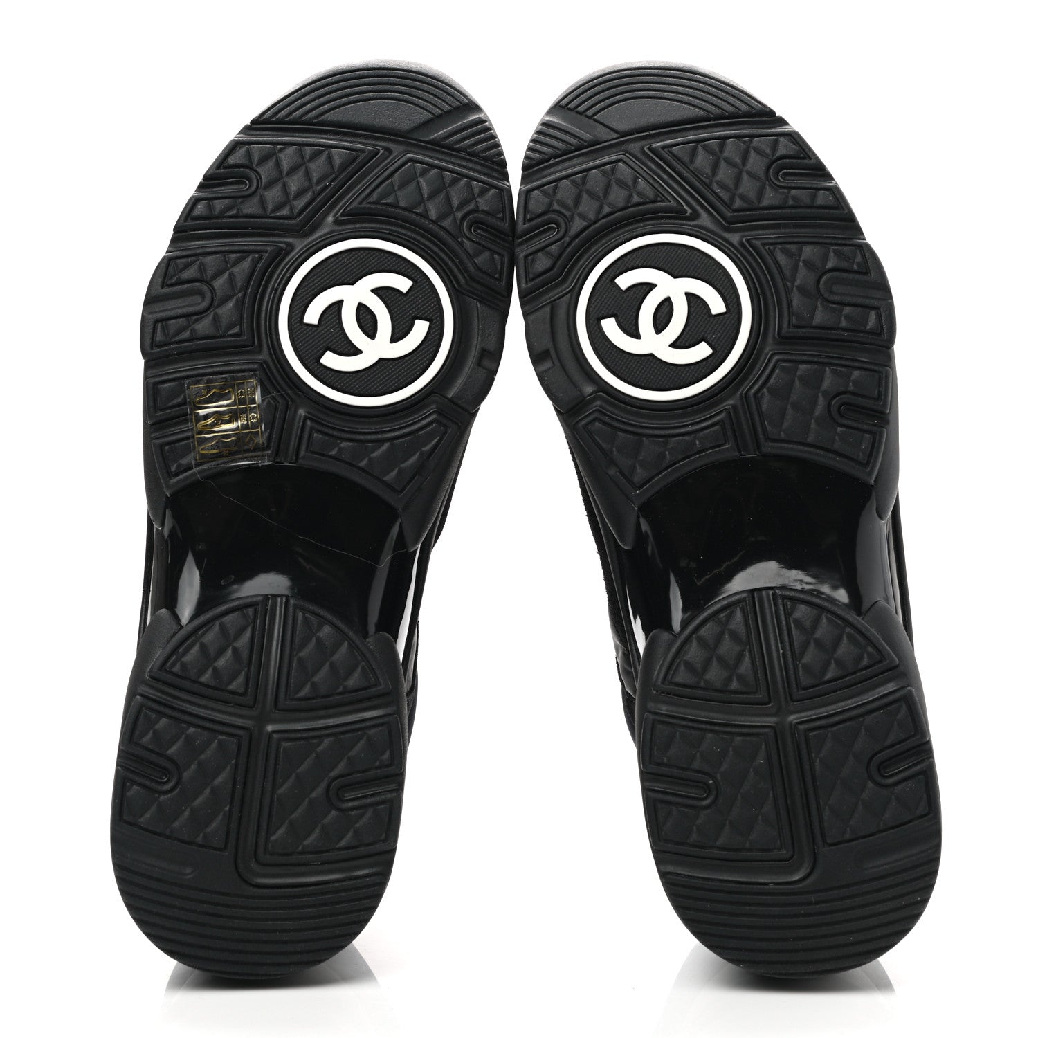 Chanel Fabric Calfskin Suede CC Sneakers 38 Black 5 of 9