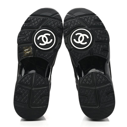 Chanel Fabric Calfskin Suede CC Sneakers 38 Black 5 of 9