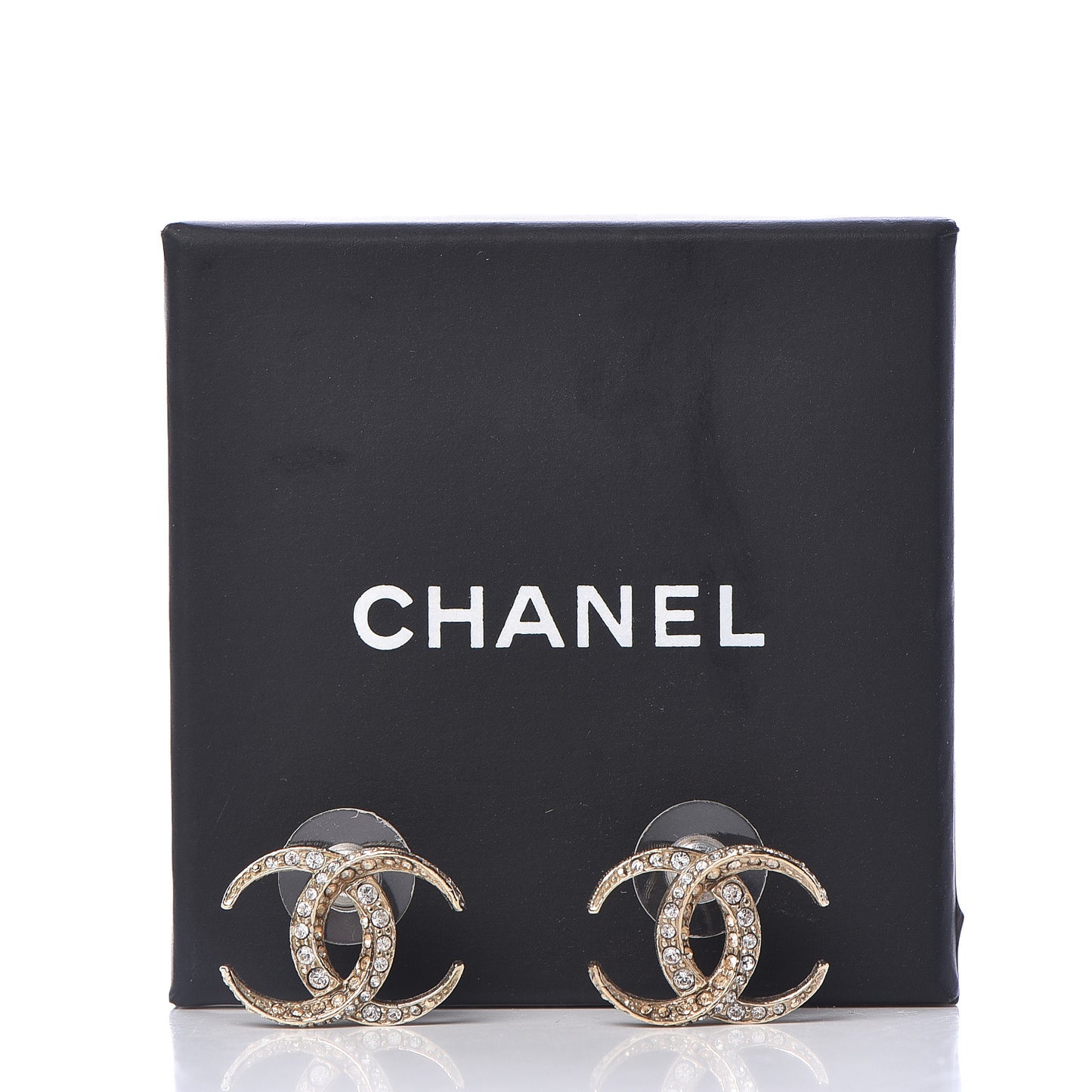 Crystal CC Moon Earrings Gold