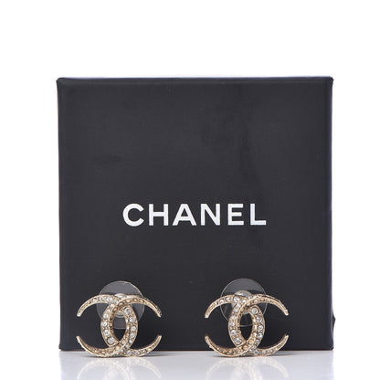 Chanel Crystal CC Moon Earrings Gold 5 of 5