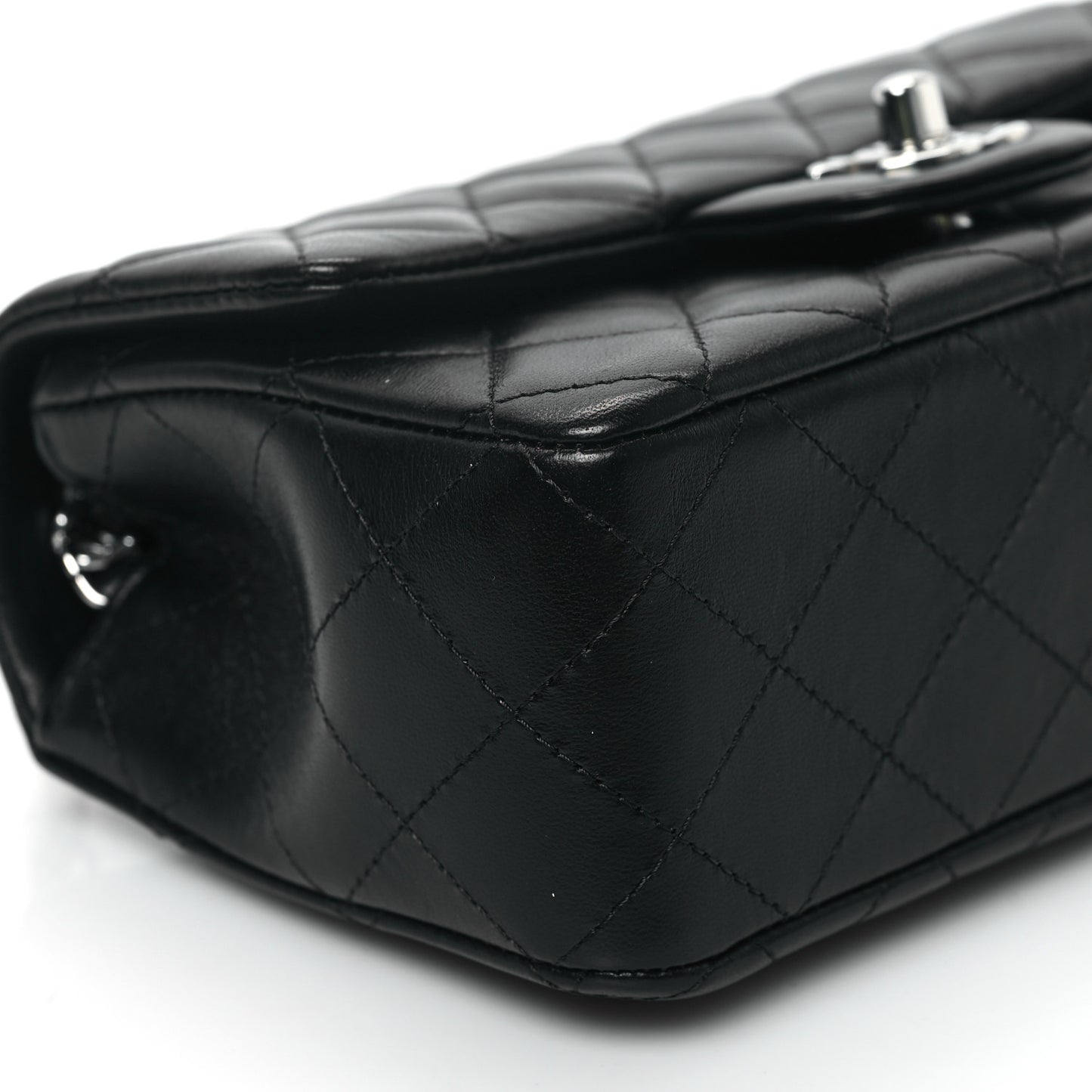 Lambskin Quilted Mini Rectangular Flap Black