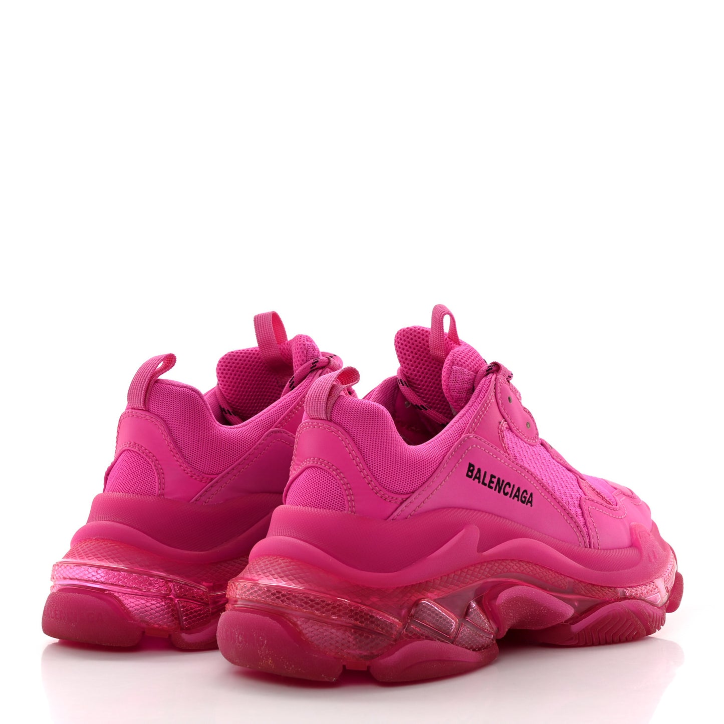 Fabric Mesh Clear Sole Fluo Womens Triple S Sneakers 39 Pink