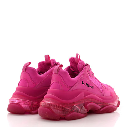 Balenciaga Fabric Mesh Clear Sole Fluo Womens Triple S Sneakers 39 Pink 4 of 12