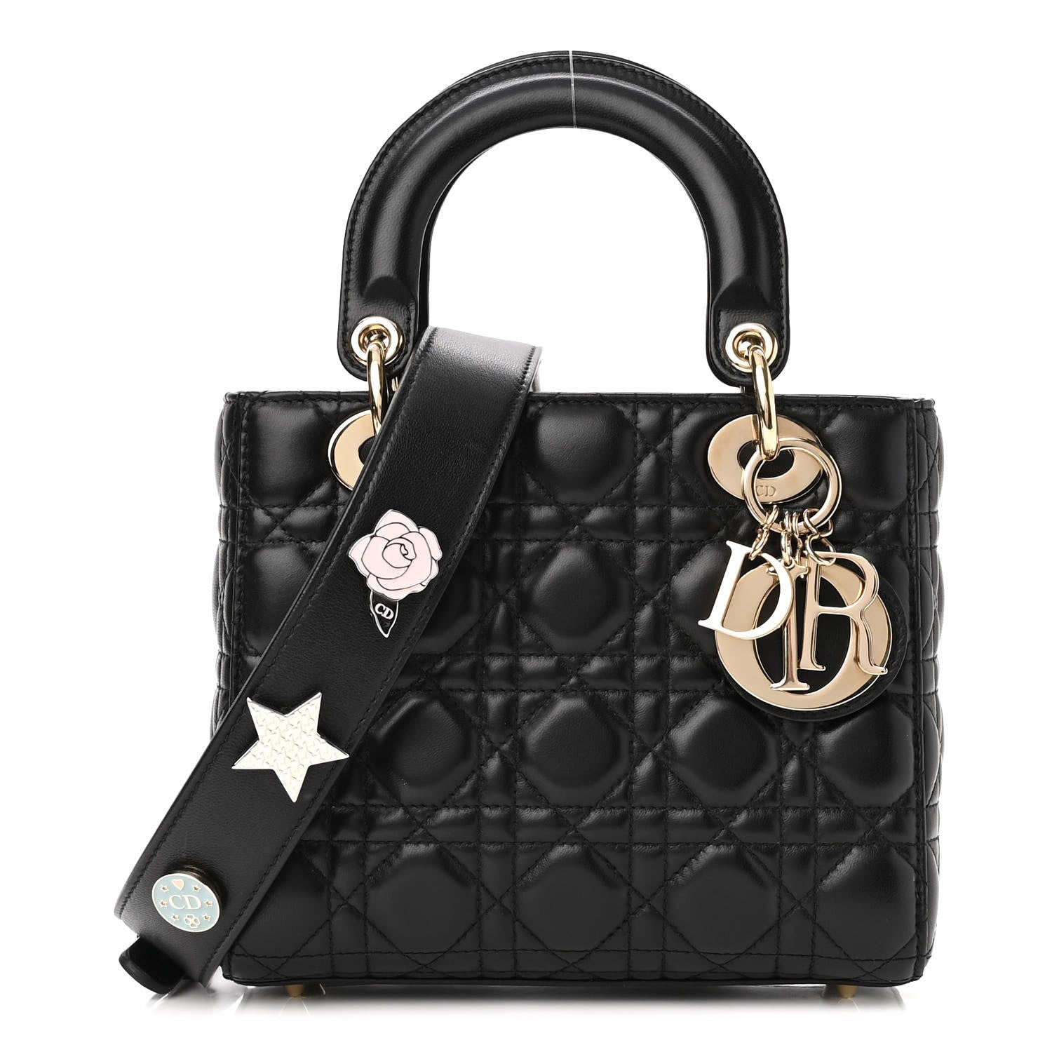 Christian Dior Lambskin Cannage Small Lucky Badges My Lady Dior Black 1 of 9
