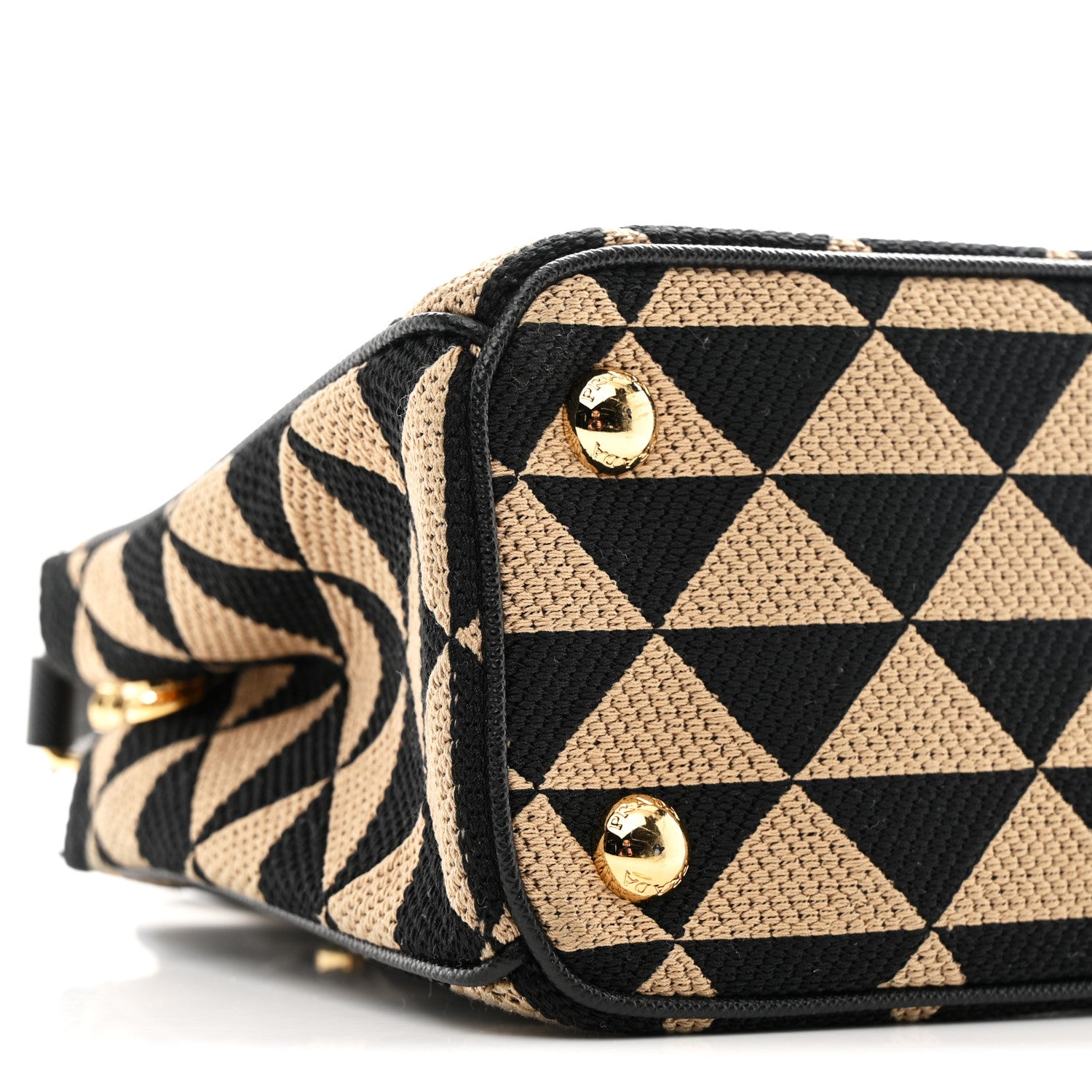 Prada Jacquard Saffiano Triangolo Symbole Embroidered Mini Galleria Double Zip Tote Black Corda 9 of 10