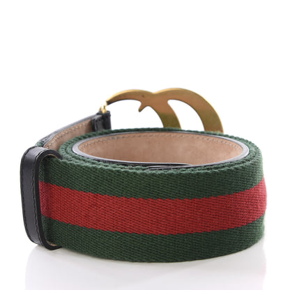 Gucci Nylon Calfskin Double G Web 40mm Belt 85 34 Green Red Black 2 of 5