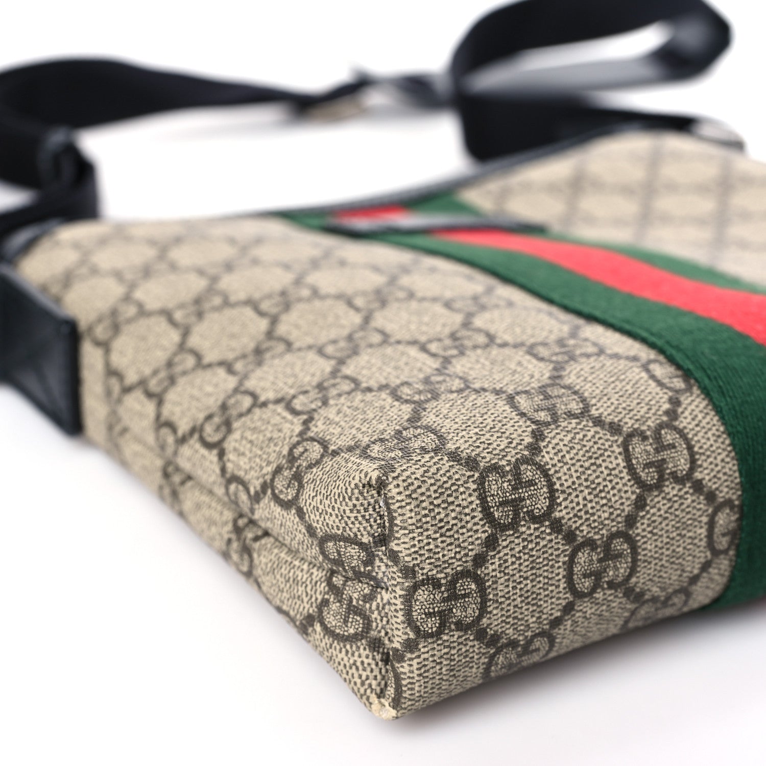 Gucci GG Supreme Monogram Web Messenger Bag Black 8 of 9