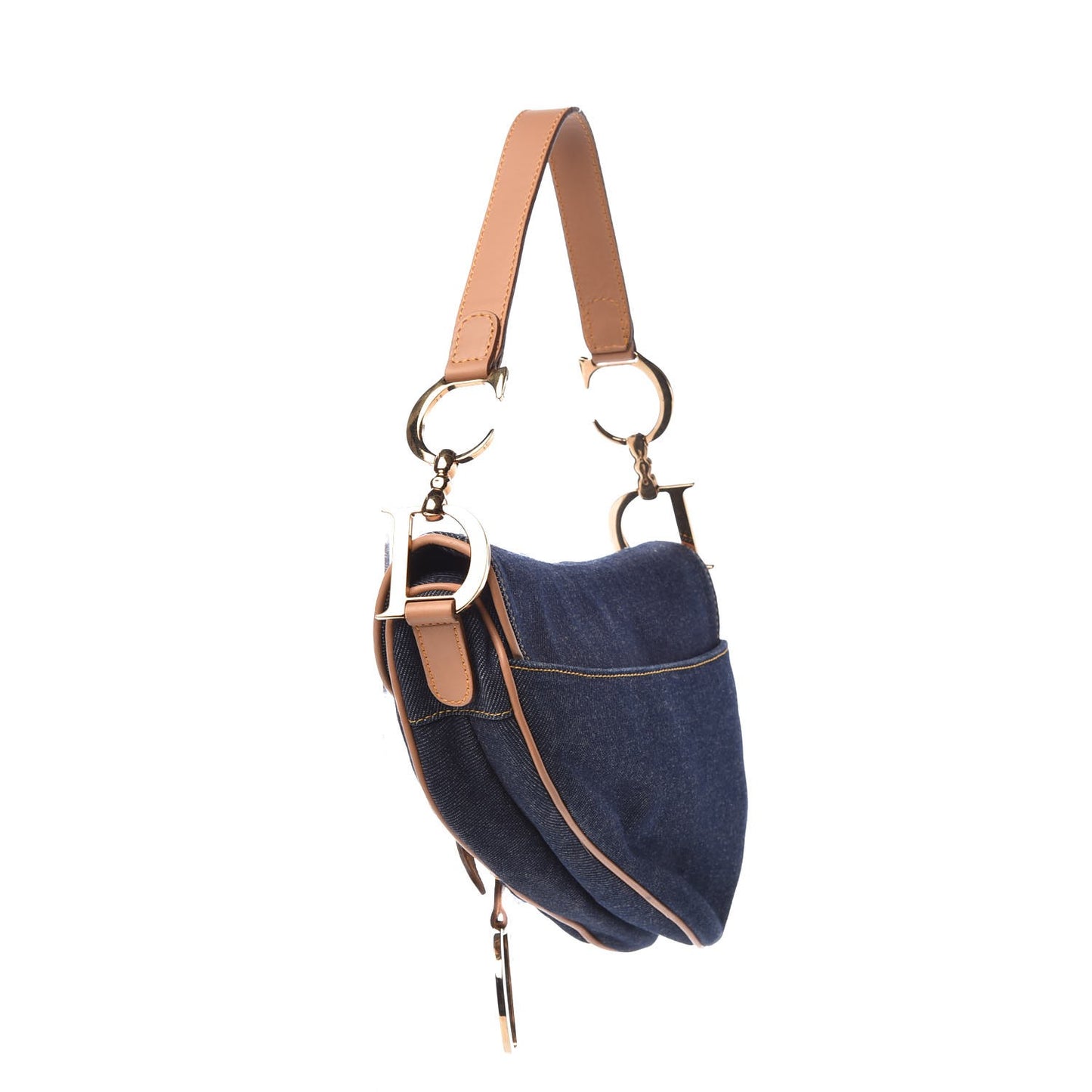 Denim Calfskin Saddle Bag Blue