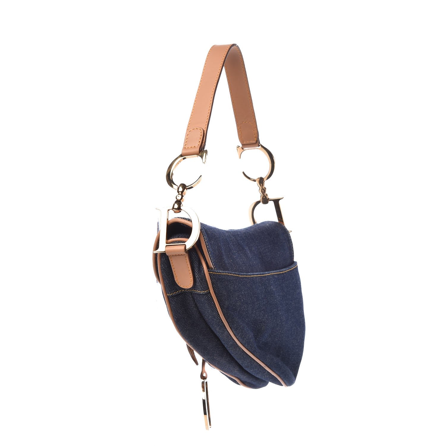 Christian Dior Denim Calfskin Saddle Bag Blue 3 of 7