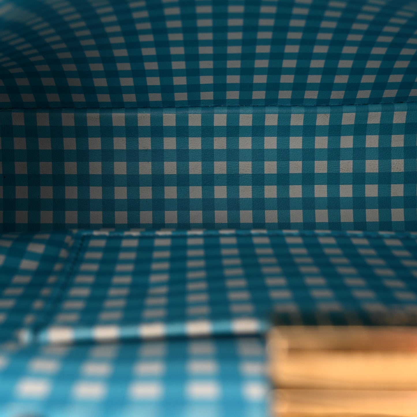 Nappa Vitello Gingham Printed Mini Peekaboo Iconic Satchel White Ice Light Blue