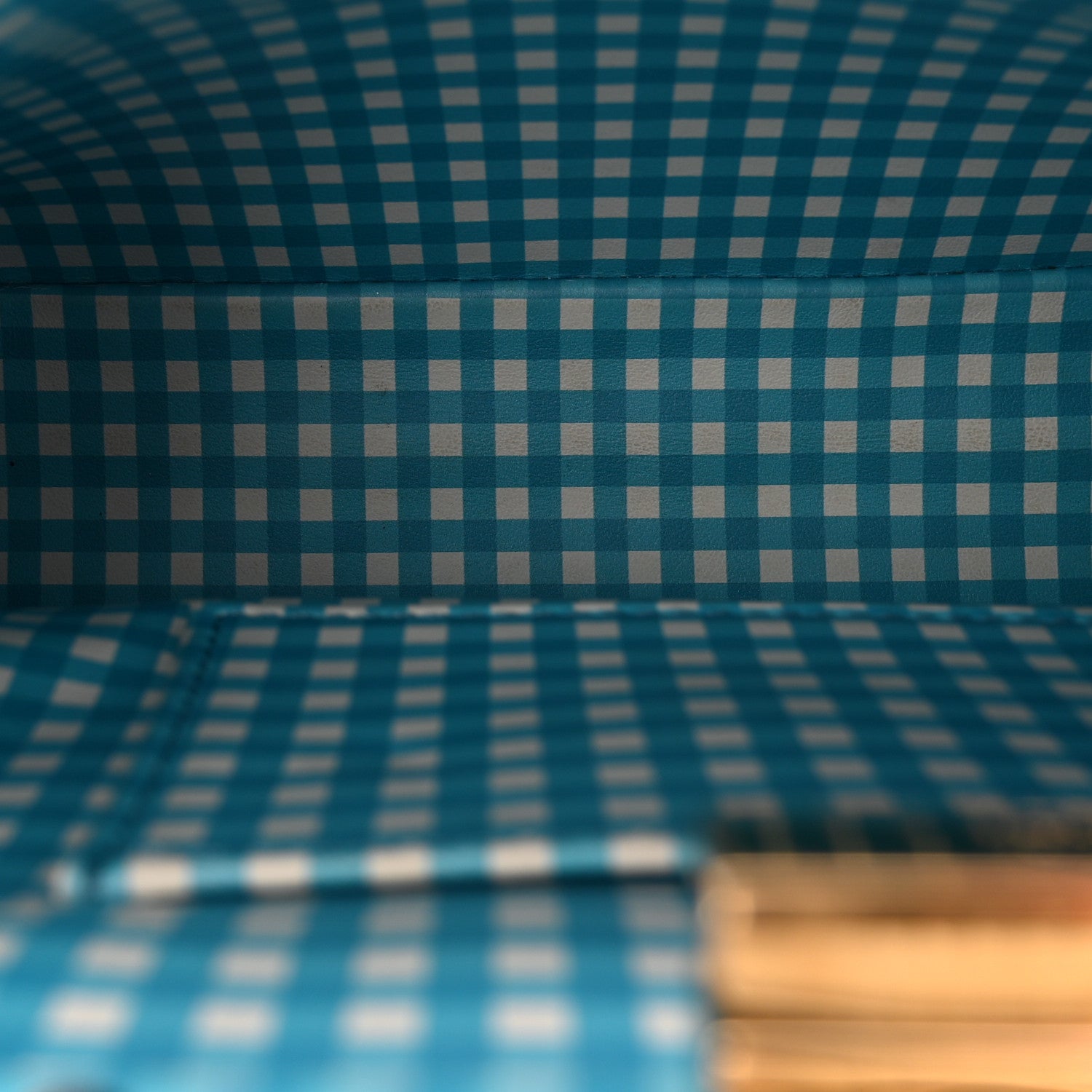 Fendi Nappa Vitello Gingham Printed Mini Peekaboo Iconic Satchel White Ice Light Blue 8 of 25