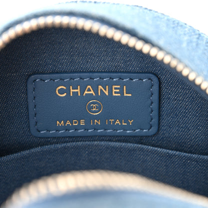 Chanel Denim Quilted Round Pearl Crush Clutch With Chain Blue 6 of 11