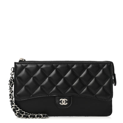 Chanel Lambskin Quilted Classic Pouch With Handle Black 1 of 8