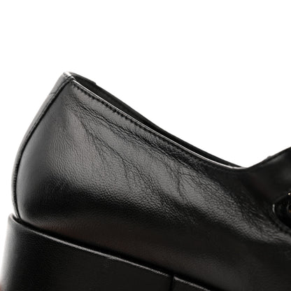 Gucci Nappa Cut Out Mary Jane Platform Loafers 37.5 Black 10 of 11