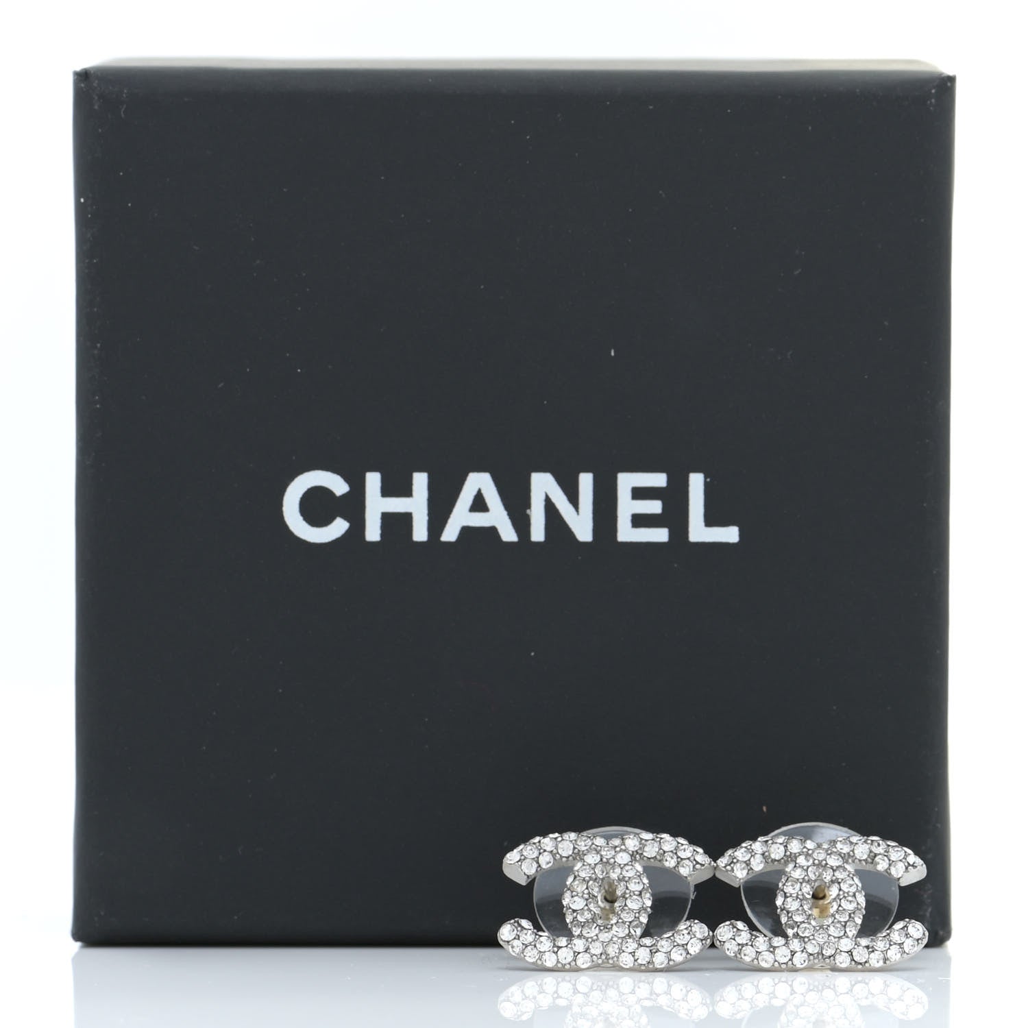 Chanel Crystal CC Earrings Silver 5 of 5