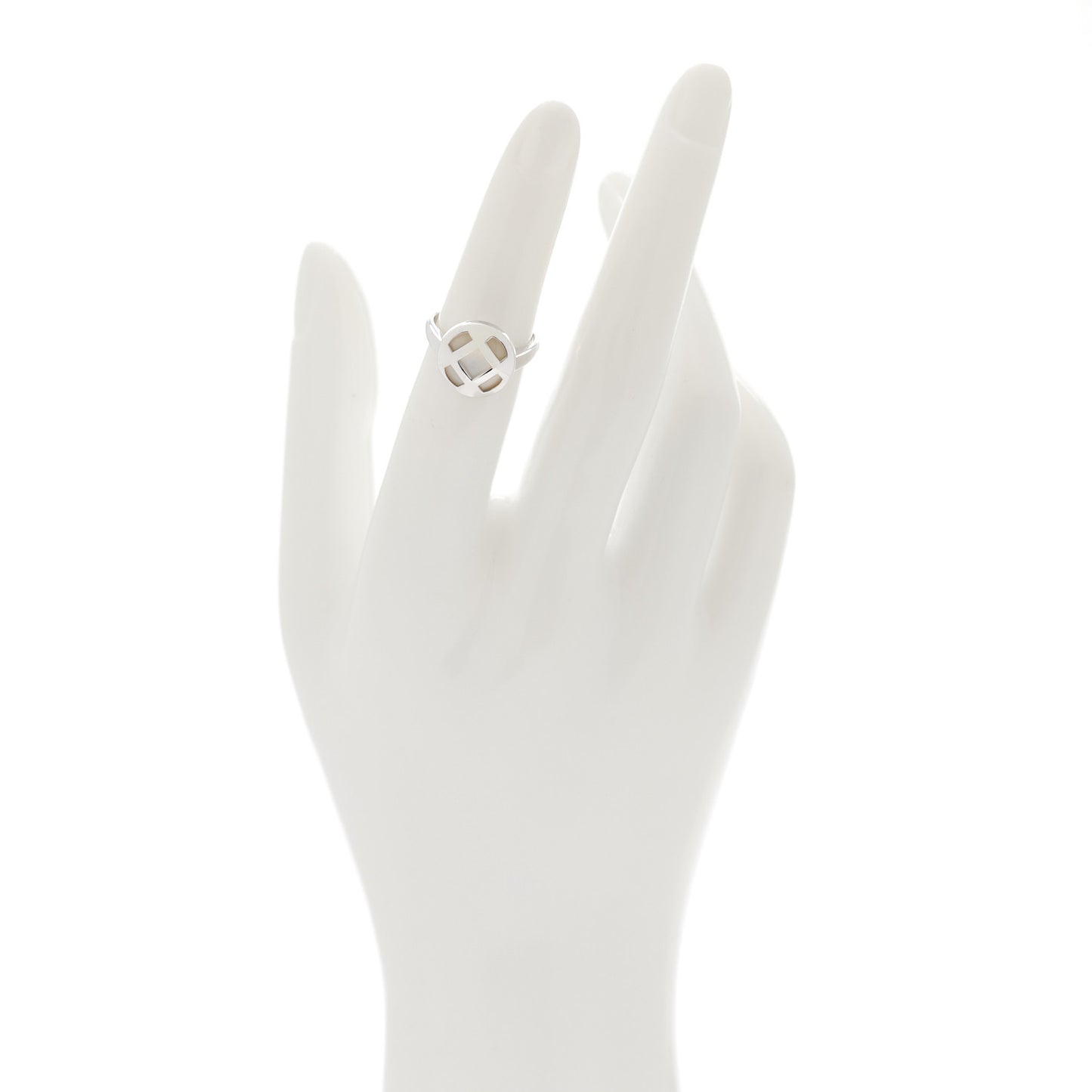18K White Gold Mother of Pearl Pasha Ring 48 4.5