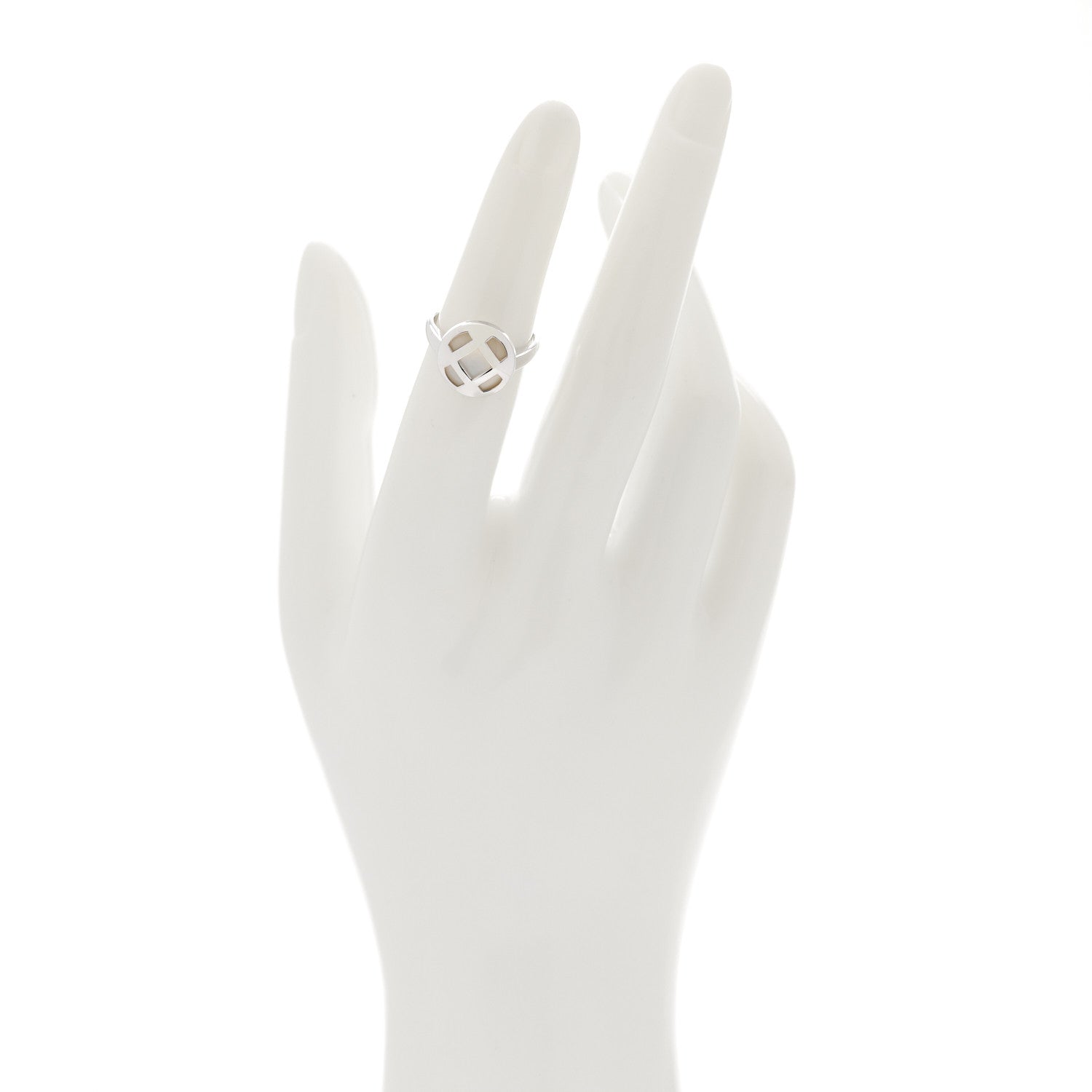 Cartier 18K White Gold Mother of Pearl Pasha Ring 48 4.5 2 of 4