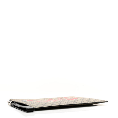 Gucci GG Supreme Monogram Kingsnake Zip Wristlet Pouch Beige Black 4 of 13