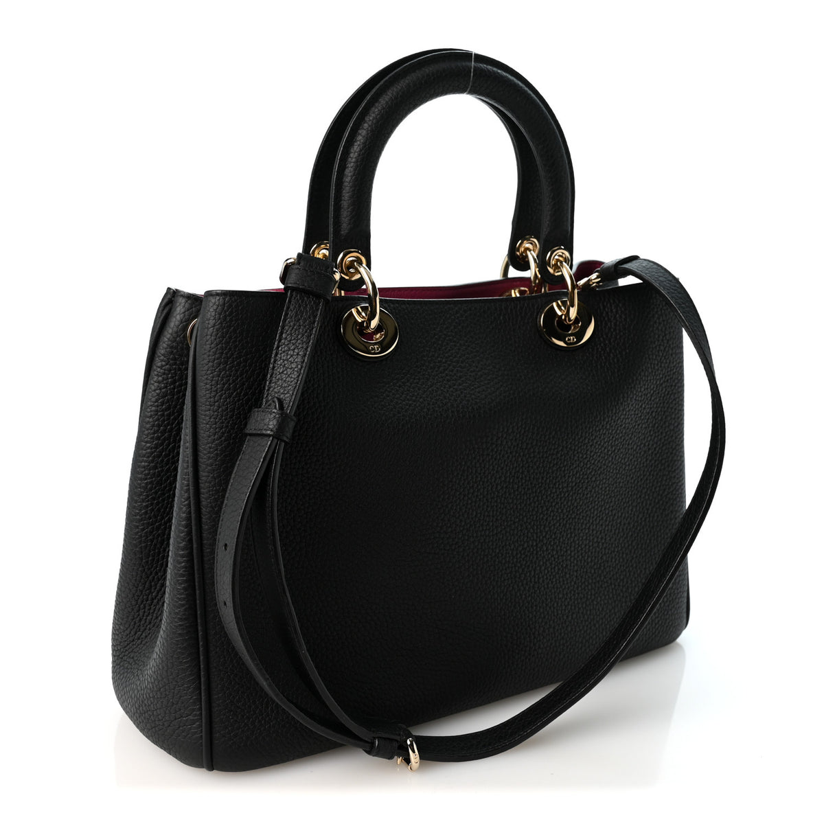 Christian Dior Bullcalf Medium Diorissimo Tote Black Rose Indien 3 of 10
