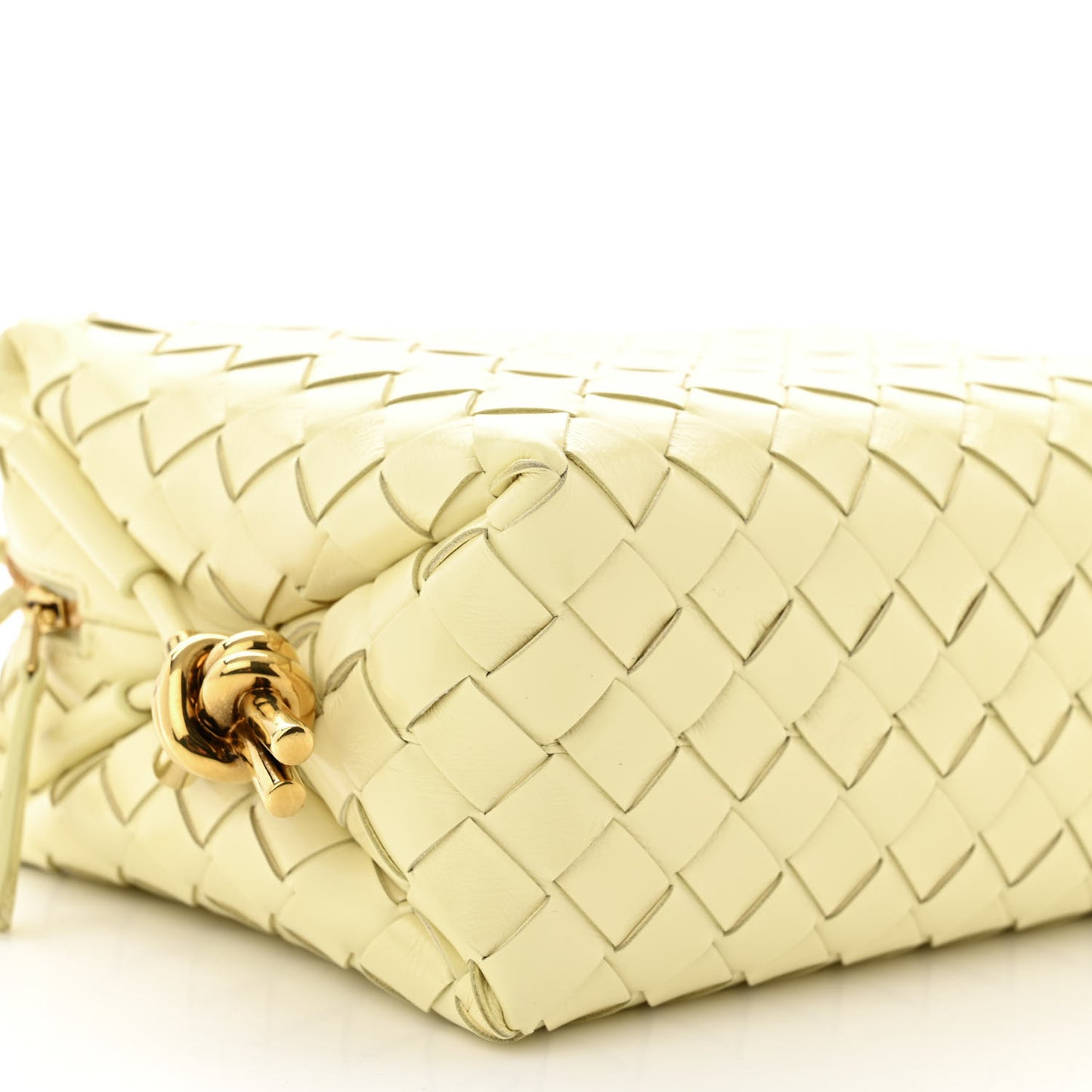 Calfskin Intrecciato Metallic Knot Small Loop Crossbody Bag Ice Cream